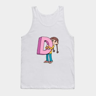 girl is holding the capital letter D Tank Top